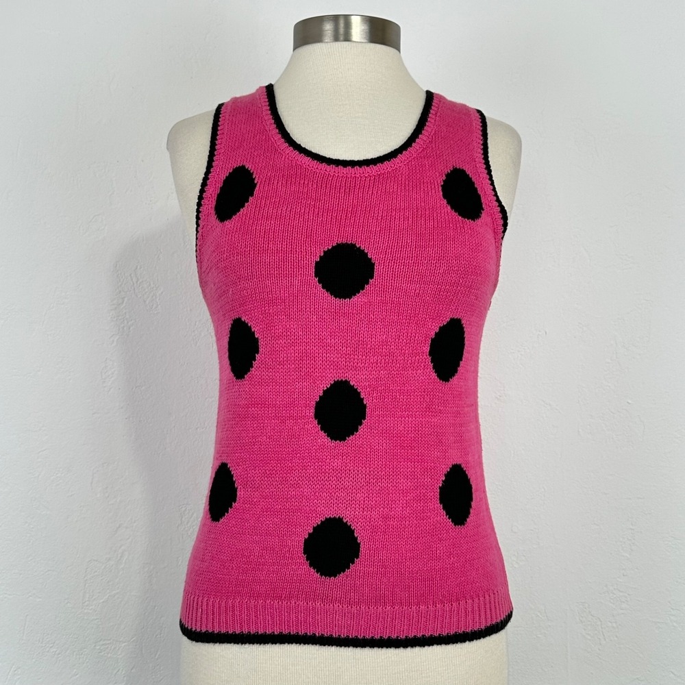 Vintage Whimsy Twee Eclectic Kitsch Knit Sweater Vest Sz Small Polka Dot Quirky
